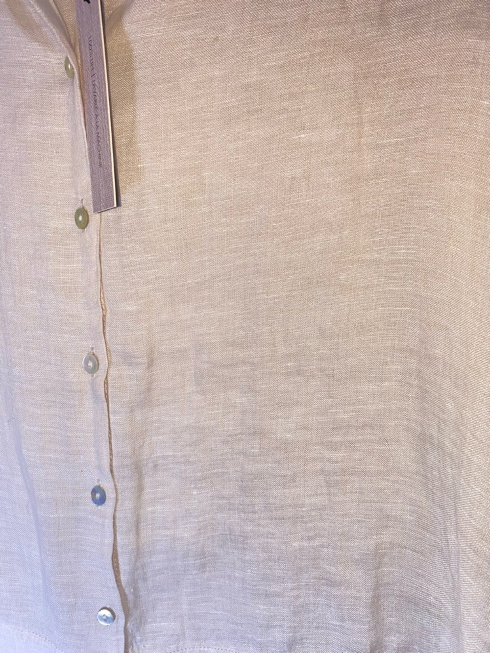 Tahari 100% Linen Button Down Shirt Cream Beige Neutral Size M — NWT - Picture 6 of 7